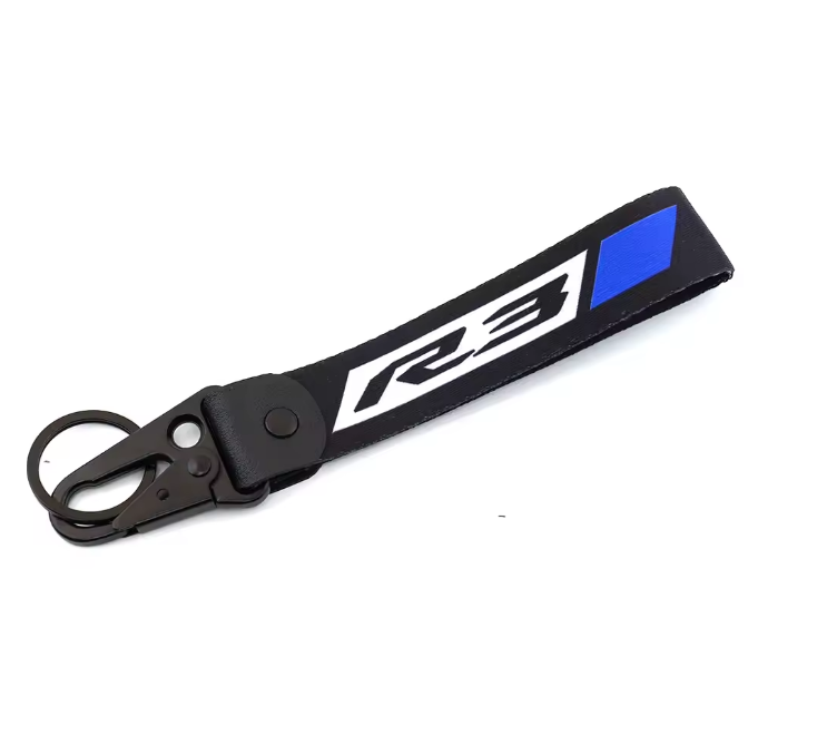 Krator Yamaha YZF R1 Motorcycle Keychain - Blue Rubber Logo Decal Key Ring